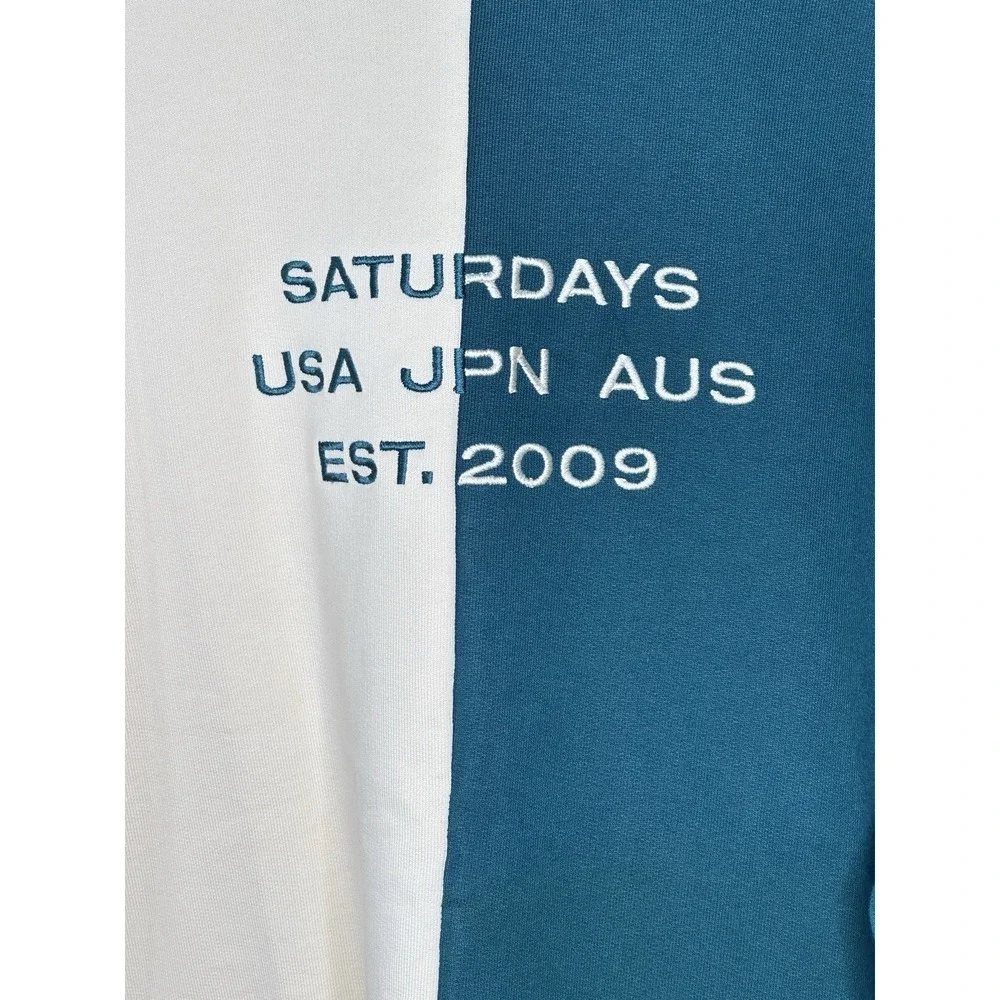 NEW Saturdays NYC Mens Sweatshirt Essex Crew Street Large L Green Ivory Mens - Picture 3 of 8